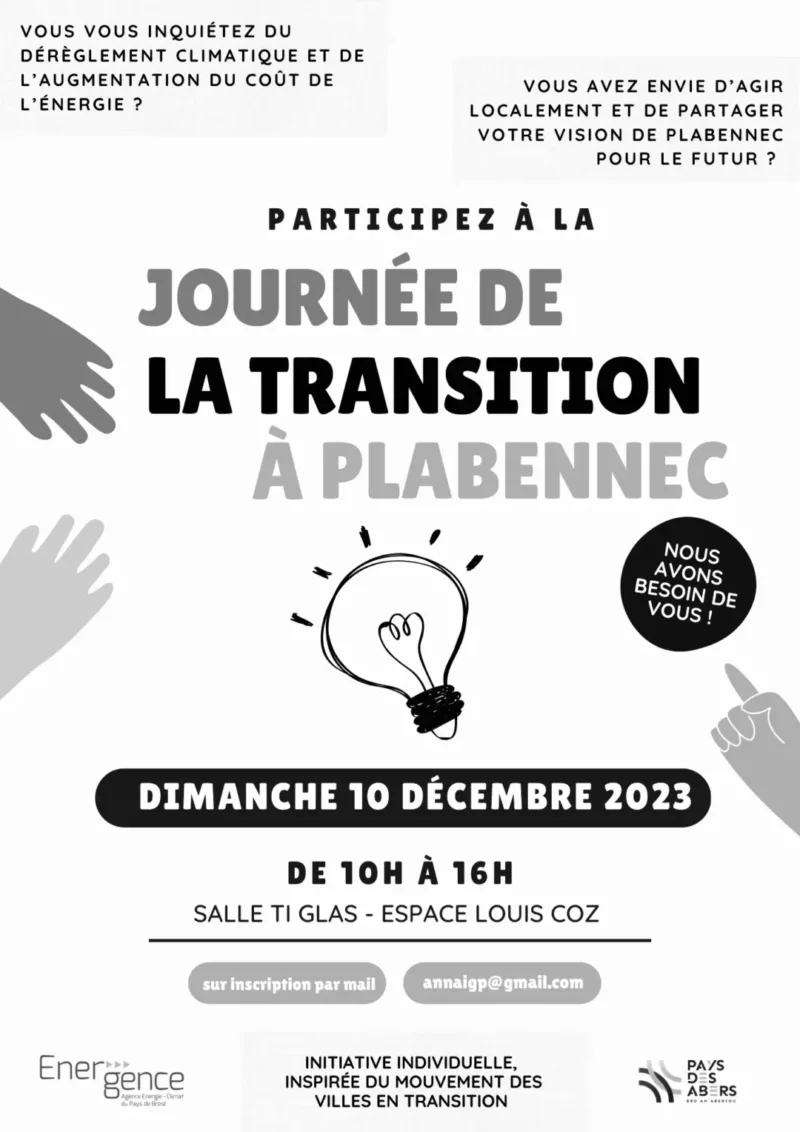Affiche pour la première journée de la transition à Plabennec, le 10 décembre 2023